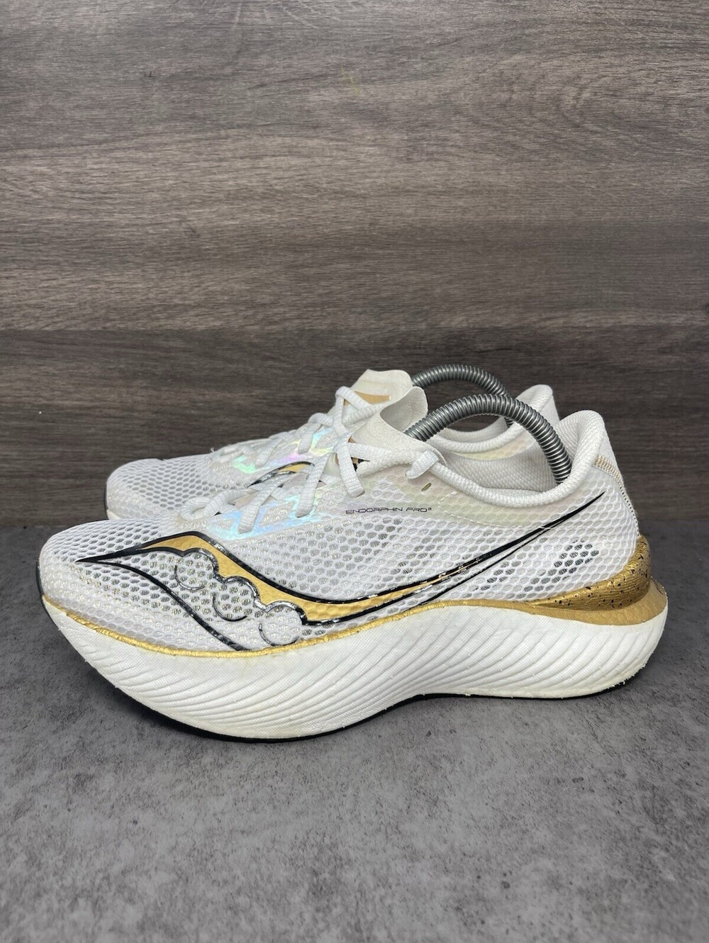 Saucony Endorphin Pro 3 Size 10 Womens White Gold Carbon Plate Running Shoes